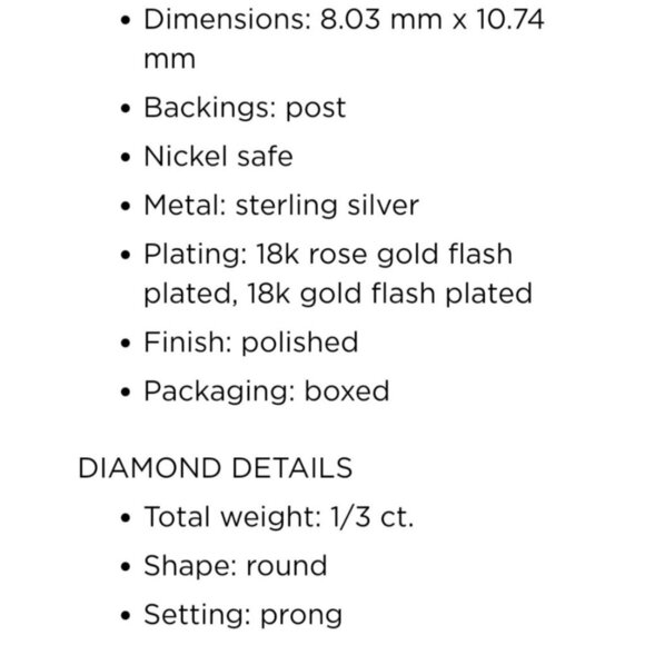 Hello Kitty Diamond Earrings | Sterling Silver 18K Rose Gold NWT Heart Chakra - Picture 6 of 7